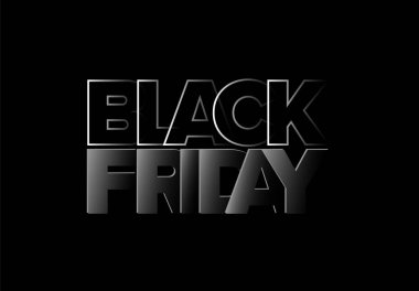 Vector Black Friday satış broşürü başlık sosyal medya durum şablonu gölgelerdeki harflerden yapılmış. Balck Cuma etiket etiketi şablonu.