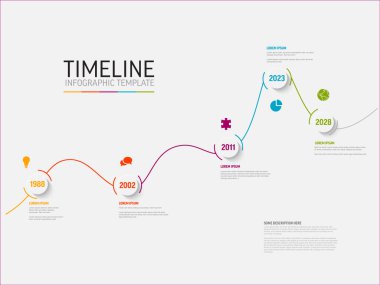 Kalın çizgi büyümesi Infogrpahic şirket zaman çizelgesi şablonu beyaz arkaplanlı. Artan grafik eğrisi olan çok amaçlı basit bilgi grafiği