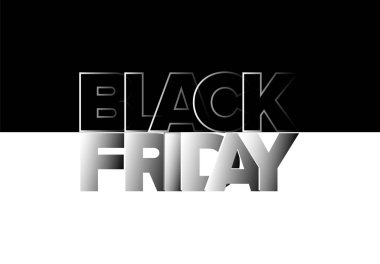 Vector Black Friday satış broşürü başlık sosyal medya durum şablonu gölgelerdeki harflerden yapılmış. Balck Cuma etiket etiketi şablonu.