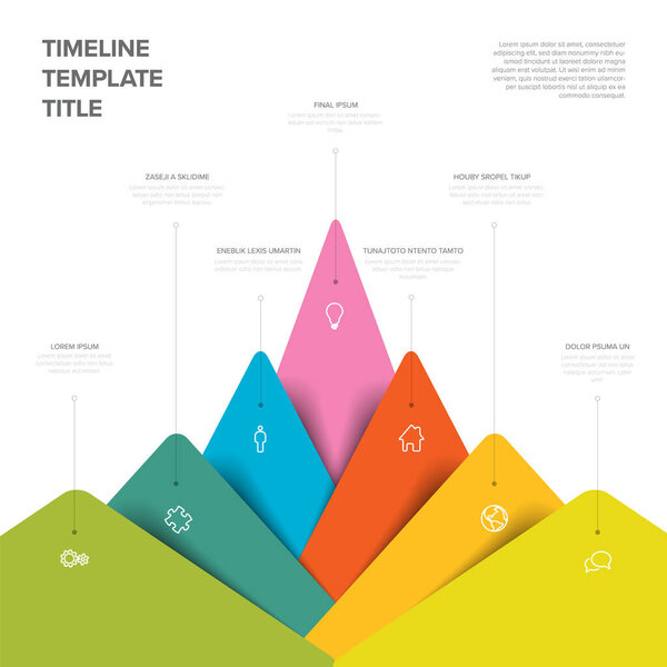 big seven mountains as multipurpose infographic template with icons and description. Light multipurpose infochart infographic template design wit seven elements and shadows