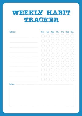 Haftalık alışkanlık takip şablonu alışkanlıklar ve günlük onay kutuları ile notlar için bölümler içerir, rutinleri izlemek ve kişisel hedefleri etkili bir şekilde belirlemek için düzenli bir düzen sunar.