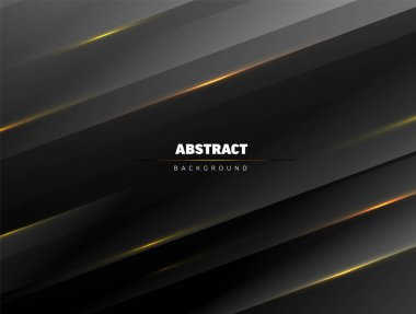 Dinamik köşegenler içeren soyut koyu arkaplan. Parlak altın çizgiler bu çarpıcı soyut koyu arkaplanı modern zarif bir tasarımla vurgular..
