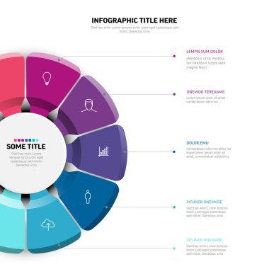 Bu dairesel bilgi şablonu net veri sunumu için modern bir iş diyagramı. Bu diyagramın döngüsel tasarımı, sizin bilgi şablonunuzdaki adım ve bilginin görselleştirilmesine yardımcı olur.