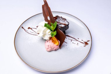 Brownies with yoghurt and cherry