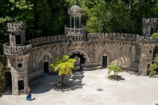 Beautiful Landmark Close Seup Details Quinta Regaleira Park Garden Palace — стоковое фото