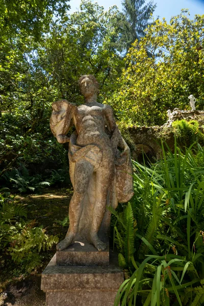 Piękny Posąg Quinta Regaleira Parku Pałacu Ogrodowego Zbudowanego Pod Koniec — Zdjęcie stockowe