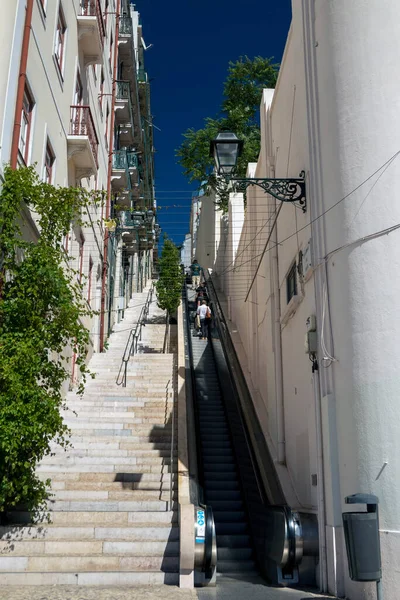 Automatic Step Stairs Lisbon Street Matrim Moniz — Stock Photo, Image