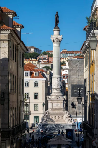 Lisbon Portugal June 2022 Вид Бронзову Скульптуру Педру Розташовану Місті — стокове фото