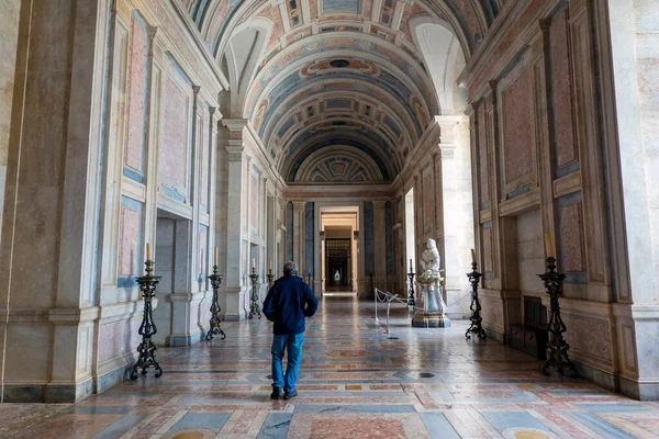 Mafra Portugalia Czerwca 2022 Piękny Widok Wielkie Marmurowe Sale Klasztoru — Zdjęcie stockowe