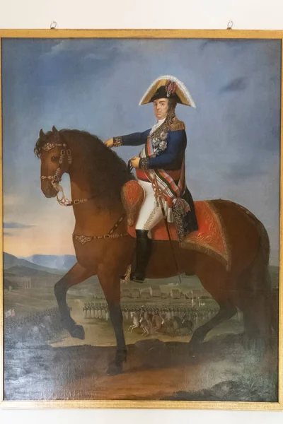 Mafra Portugal 29Th June 2022 Large Painting Depicitng Horse Battle — Stock Photo, Image