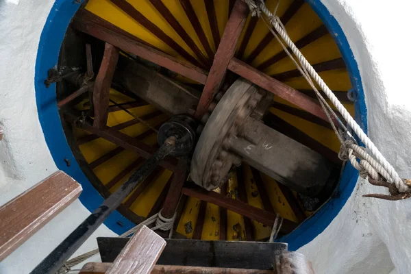 Blick Das Innere Einer Alten Getreidekorn Portuguse Windmühle — Stockfoto