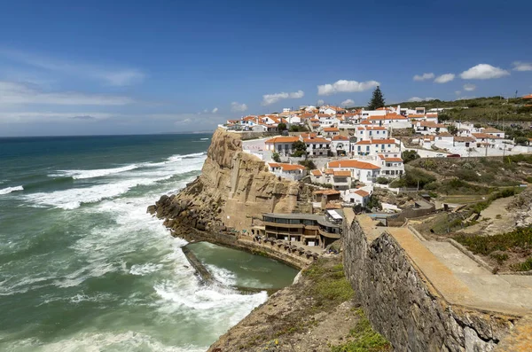 View Famous Town Azenhas Mar Located Steep Cliffs Sintra Region — Stock Photo, Image