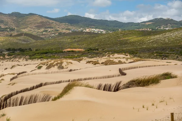 Portekiz Sintra Bulunan Guincho Sahilindeki Tipik Kum Tepelerinin Güzel Manzarası — Stok fotoğraf