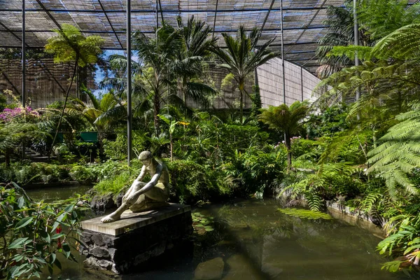 Придивіться Гарної Жіночої Статуї Саду Холодної Оранжереї Лісабоні Португалія — стокове фото