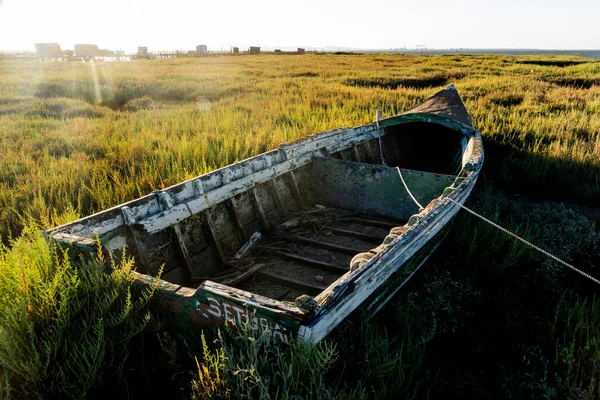 Вид Старые Деревянные Рыболовные Лодки Возле Палафитских Доков Расположенных Карраски — стоковое фото