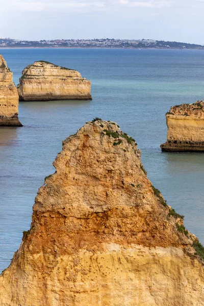 stock image Beautiful coastal geology, located in the Algarve region, Portugal.