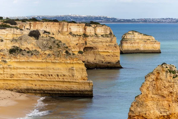 Piękna Geologia Przybrzeżna Położona Regionie Algarve Portugalia — Zdjęcie stockowe