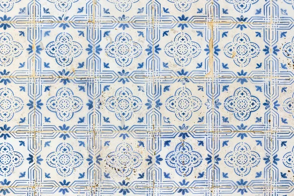 Padrão Textura Vista Alguns Azulejos Portugueses Muito Antigos — Fotografia de Stock