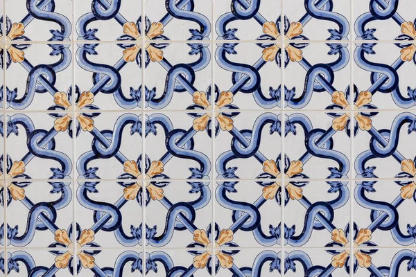 Patroon Textuur Uitzicht Een Aantal Zeer Oude Portugese Azulejo Tegels — Stockfoto