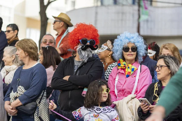 stock image LOULE, PORTUGAL - 23rd FEBRUARY 2023: Colorful Carnival (Carnaval) Parade festival participants on Loule city, Portugal.