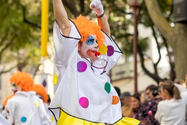 Loule Portugalia Lutego 2023 Kolorowy Karnawał Karnawał Uczestnicy Festiwalu Parade — Zdjęcie stockowe
