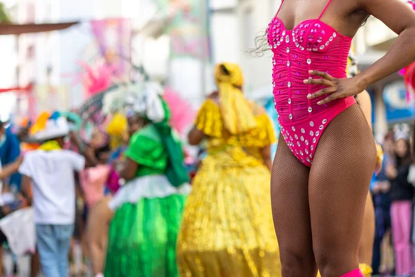 Kolorowy Karnawał Karnawał Uczestnicy Festiwalu Parade Loule City Portugalia — Zdjęcie stockowe