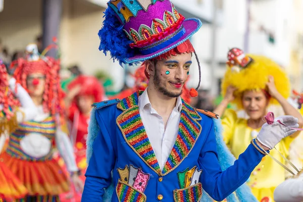 Loule Portugalia Lutego 2023 Kolorowy Karnawał Karnawał Uczestnicy Festiwalu Parade — Zdjęcie stockowe