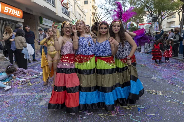 Loule Portugal Febrero 2023 Desfile Carnaval Colorido Carnaval Participantes Del — Foto de Stock