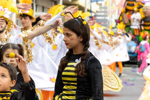 LOULE, PORTUGAL - 20 Şubat 2023: Loule, Portekiz 'deki Renkli Karnaval Festivali katılımcıları.