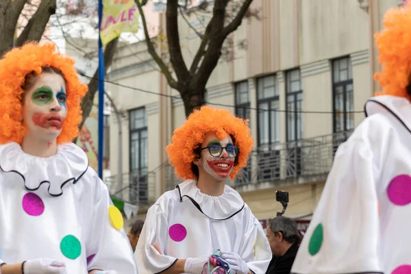 Loule Portugalia Luty 2023 Kolorowy Karnawał Karnawał Uczestnicy Festiwalu Parade — Zdjęcie stockowe