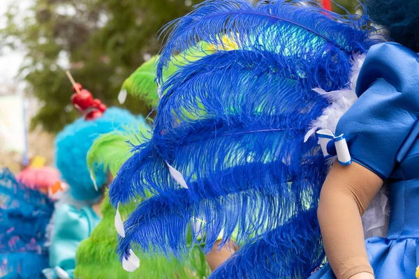 Colorido Carnaval Carnaval Desfile Participantes Del Festival Ciudad Loule Portugal — Foto de Stock
