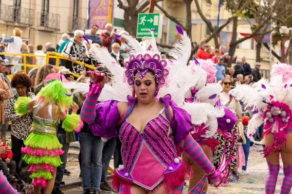 Loule Portugal September 2023 Färgglada Karneval Karneval Paradfestivaldeltagare Loule Stad — Stockfoto