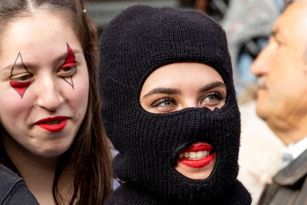 stock image LOULE, PORTUGAL - 20th FEBRUARY 2023: Colorful Carnival (Carnaval) Parade festival participants on Loule city, Portugal.