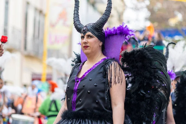 Loule Portugalia Luty 2023 Kolorowy Karnawał Karnawał Uczestnicy Festiwalu Parade — Zdjęcie stockowe