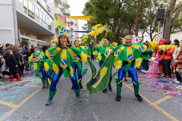 Loule Portugal 2023年2月20日 葡萄牙卢莱市五彩缤纷的嘉年华 嘉年华 庆典的参与者 — 图库照片