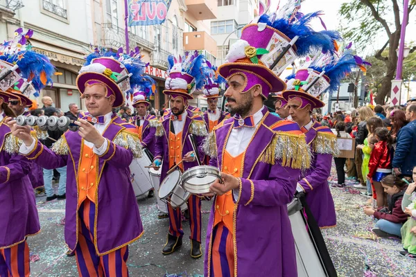 Loule Portugal Febrero 2023 Carnaval Colorido Carnaval Desfile Participantes Ciudad —  Fotos de Stock