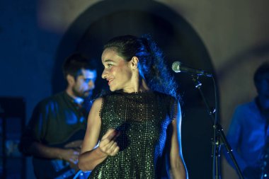 FARO, PORTUGAL: 7 Eylül 2023 - Müzik grubu, Quarteto de Jazz ARCM başarısı. Ana Cherry, Portekiz 'in Faro şehrinde düzenlenen F Festivali' nde sahne alıyor..