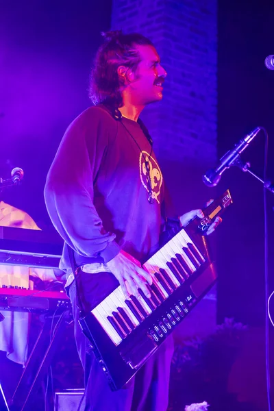 FARO, PORTUGAL: 7 Eylül 2023 - Müzik grubu, Pimenta Caseira, Portekiz 'in Faro kentinde düzenlenen büyük bir festival olan F festivalinde sahne aldı..