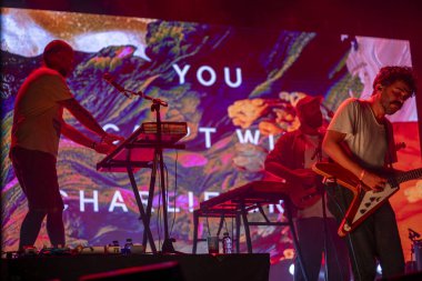 FARO, PORTUGAL: 8. SEPTEMBER, 2023 - Müzik grubu, Charlie Brown 'u kazanamazsınız, Portekiz' in Faro şehrinde büyük bir festival olan F festivalinde sahne alıyor..