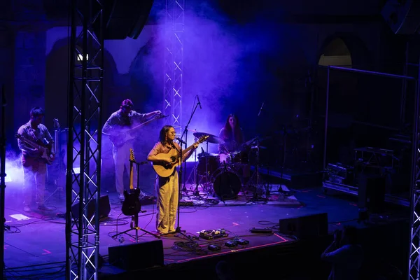 stock image FARO, PORTUGAL: 9th SEPTEMBER, 2023 - Music band, Marta Lima, performs on Festival F, a big festival on the city of Faro, Portugal.