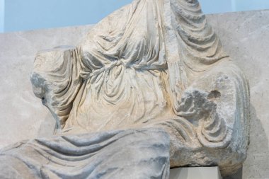 Malaga, İspanya - 21 Ekim 2023: Roma eserlerinin İspanya 'daki müzede sergilenmesi.