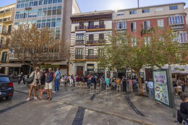 Malaga, İspanya - 21 Ekim 2023: Malaga şehrinin şehir merkezi, Endülüs, İspanya.