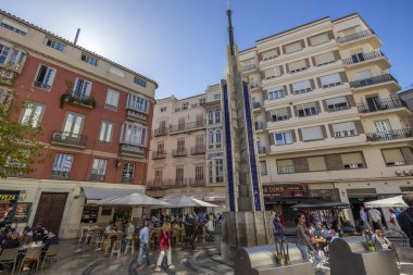 Malaga, İspanya - 21 Ekim 2023: Malaga şehrinin şehir merkezi, Endülüs, İspanya.