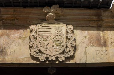 İspanya, Ronda 'da bulunan Santa Maria Belediye Başkanı Iglesia de Santa Maria' dan mimari detayları.