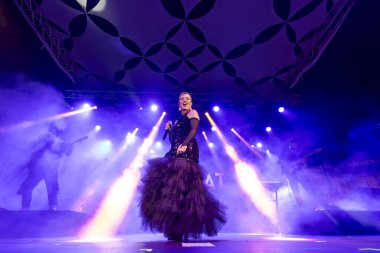 FARO, PORTUGAL: 7 Eylül 2023 - Müzik grubu Mimicat, Portekiz 'in Faro kentinde düzenlenen büyük bir festival olan F festivalinde sahne aldı..