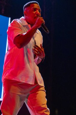 FARO, PORTUGAL: 7 Eylül 2023 - Müzik grubu, Perigo Publico, Portekiz 'in Faro kentinde düzenlenen büyük bir festival olan F festivalinde sahne aldı..