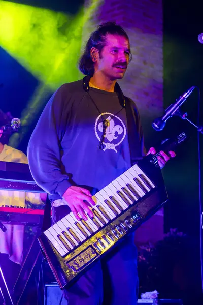 FARO, PORTUGAL: 7 Eylül 2023 - Müzik grubu, Pimenta Caseira, Portekiz 'in Faro kentinde düzenlenen büyük bir festival olan F festivalinde sahne aldı..