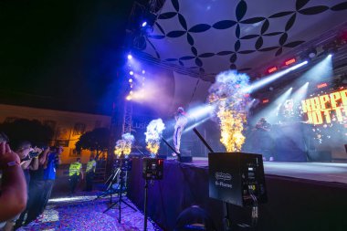 FARO, PORTUGAL: 9. SEPTEMBER, 2023 - Müzik grubu, Kappa Jotta, Portekiz 'in Faro kentinde düzenlenen büyük bir festival olan F festivalinde sahne aldı..