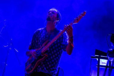 FARO, PORTUGAL: 9 Eylül 2023 - Müzik grubu Ganso, Portekiz 'in Faro kentinde düzenlenen büyük bir festival olan F festivalinde sahne aldı..