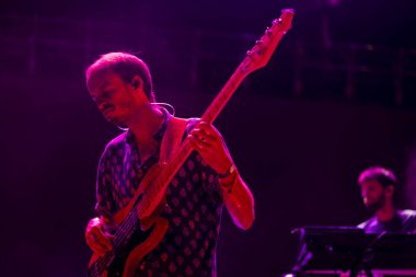 FARO, PORTUGAL: 9 Eylül 2023 - Müzik grubu Ganso, Portekiz 'in Faro kentinde düzenlenen büyük bir festival olan F festivalinde sahne aldı..